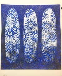 Image 1 of BLUE and WHITE Seed Motif monoprint