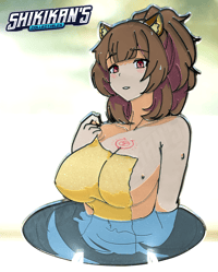 Image 3 of Cute Raccoon Girl in Hot Spring Hard Enamel Pin