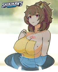 Image 4 of Cute Raccoon Girl in Hot Spring Hard Enamel Pin