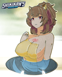 Image 2 of Cute Raccoon Girl in Hot Spring Hard Enamel Pin