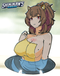 Image 5 of Cute Raccoon Girl in Hot Spring Hard Enamel Pin