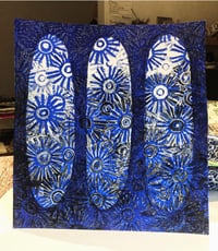 Image 2 of BLUE and WHITE Seed Motif monoprint