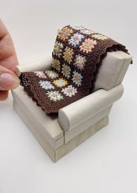 Image of Granny Square Blanket in Brown - 1:12 Scale Dollhouse