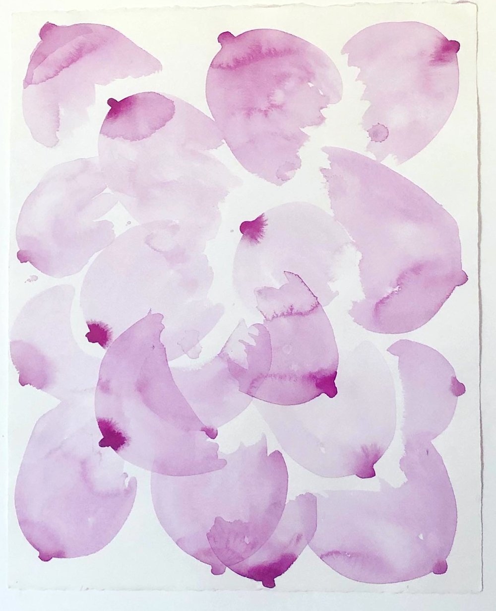 Image of  more pink boobs  ,2019 16x20 inches on Arches watercolor paper.