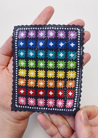 Image 4 of Grey Rainbow Granny Square Blanket - 1:12 scale Dollhouse