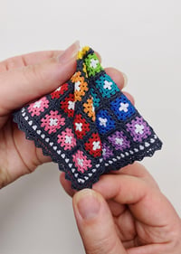 Image of Grey Rainbow Granny Square Blanket - 1:12 scale Dollhouse