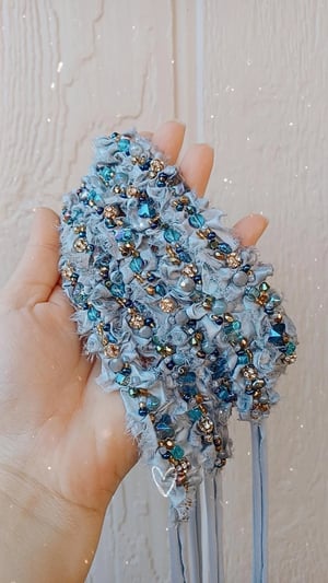 Image of Storm Blue beaded Tiebacks 