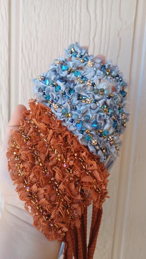 Image of Storm Blue beaded Tiebacks 