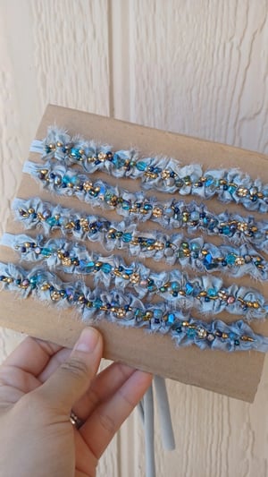 Image of Storm Blue beaded Tiebacks 