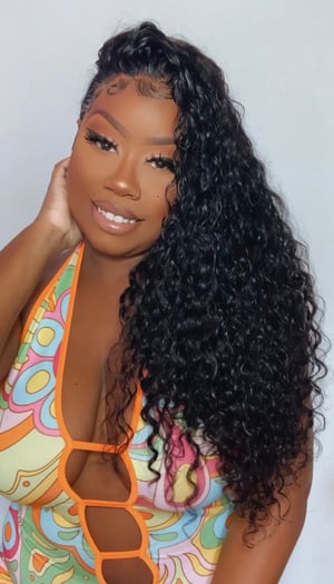 Image of Handmade Curly 13x4 Lace Front Wig in 24”