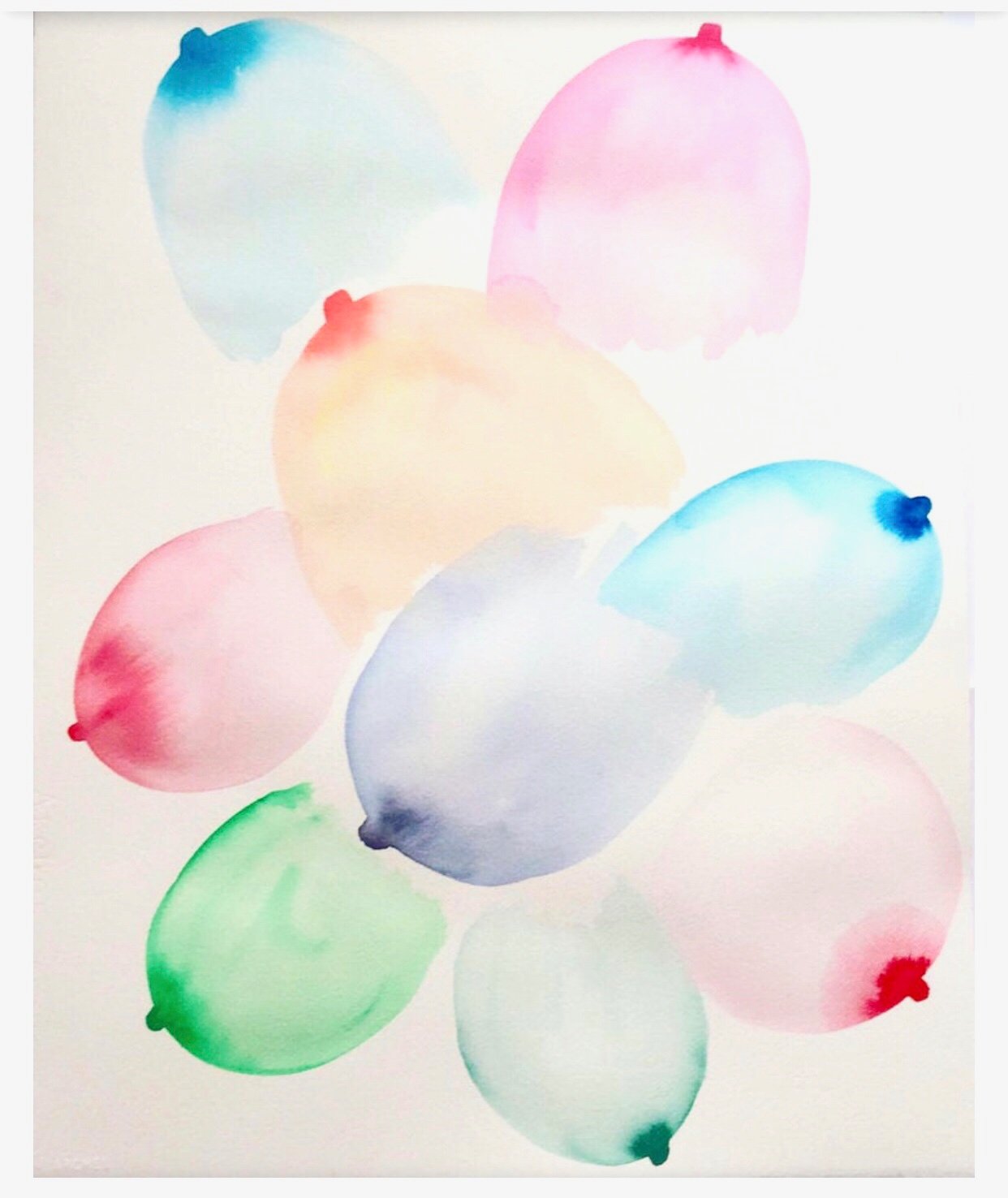 Image of tutti frutti boobs 1 ,2019 16x20 inches on Arches watercolor paper.