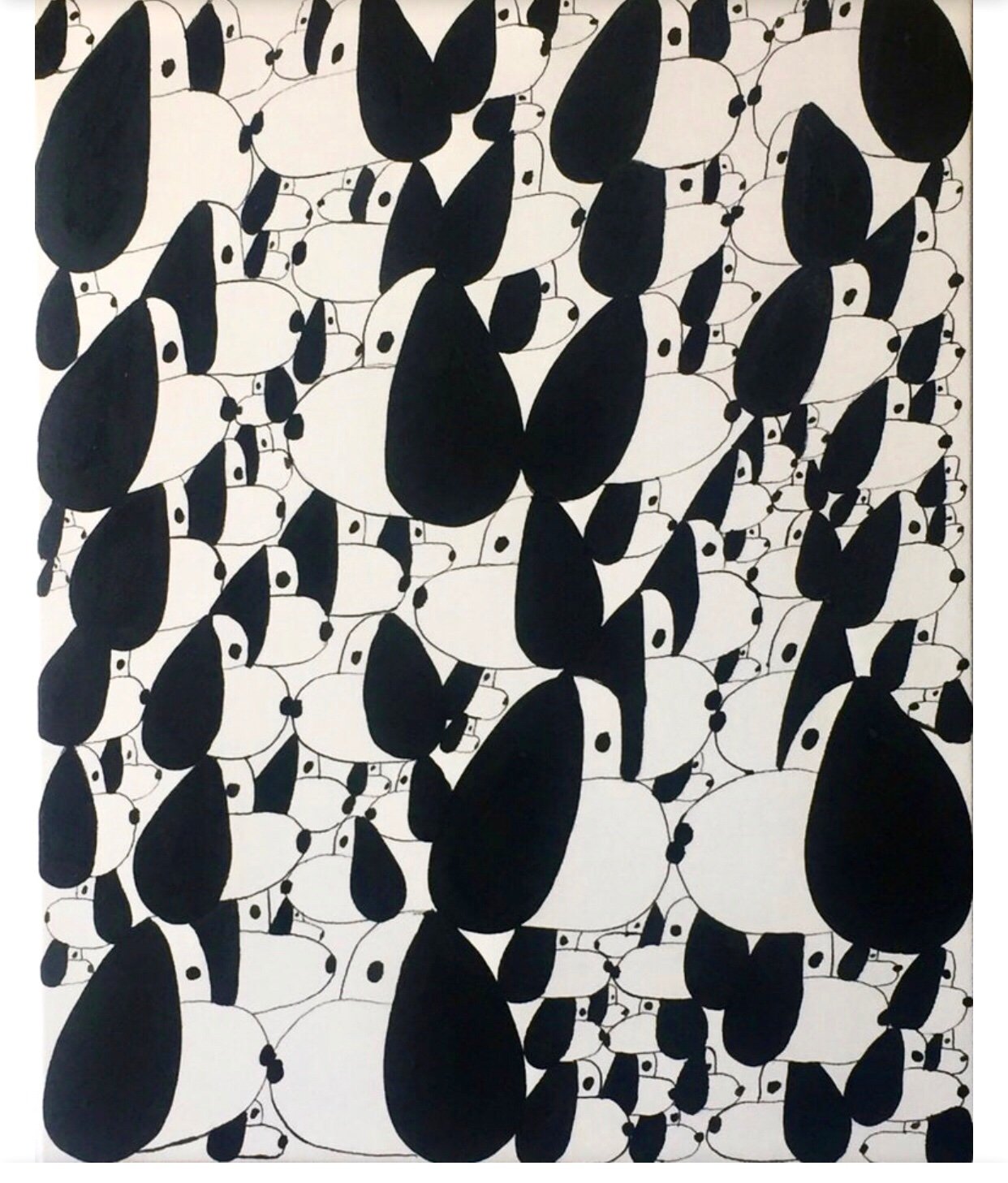 Image of Black and White Snoopies on Canvas 16x20 inches