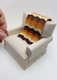 Image 2 of [Made to Order] Classic 70s Chevron Afghan in Orange for 1:12 Scale Dollhouse