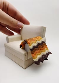 Image of [Made to Order] Classic 70s Chevron Afghan in Orange for 1:12 Scale Dollhouse