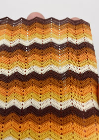 Image 4 of [Made to Order] Classic 70s Chevron Afghan in Orange for 1:12 Scale Dollhouse