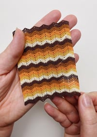 Image 1 of [Made to Order] Classic 70s Chevron Afghan in Orange for 1:12 Scale Dollhouse