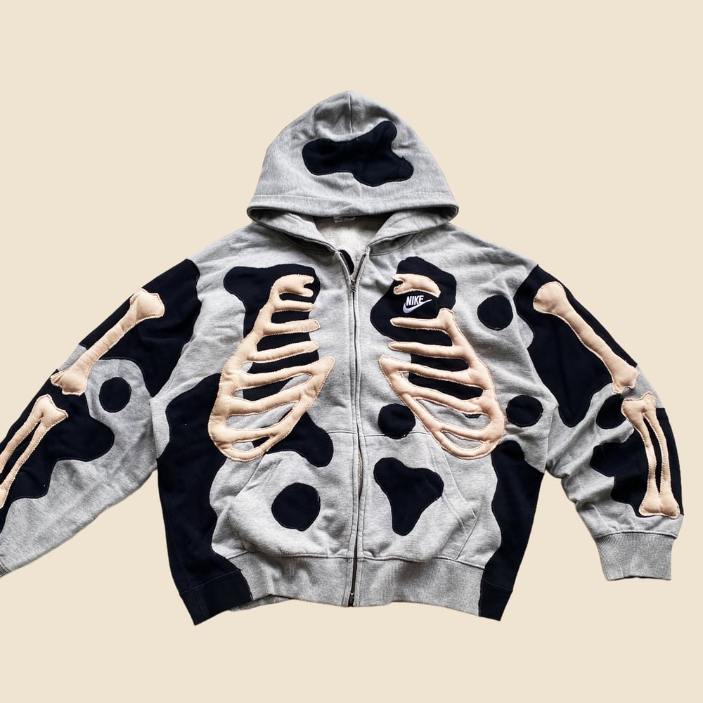 REWORKED NIKE FLOW 3D SKELETON ZIPHOODIE SIZE L BOXY