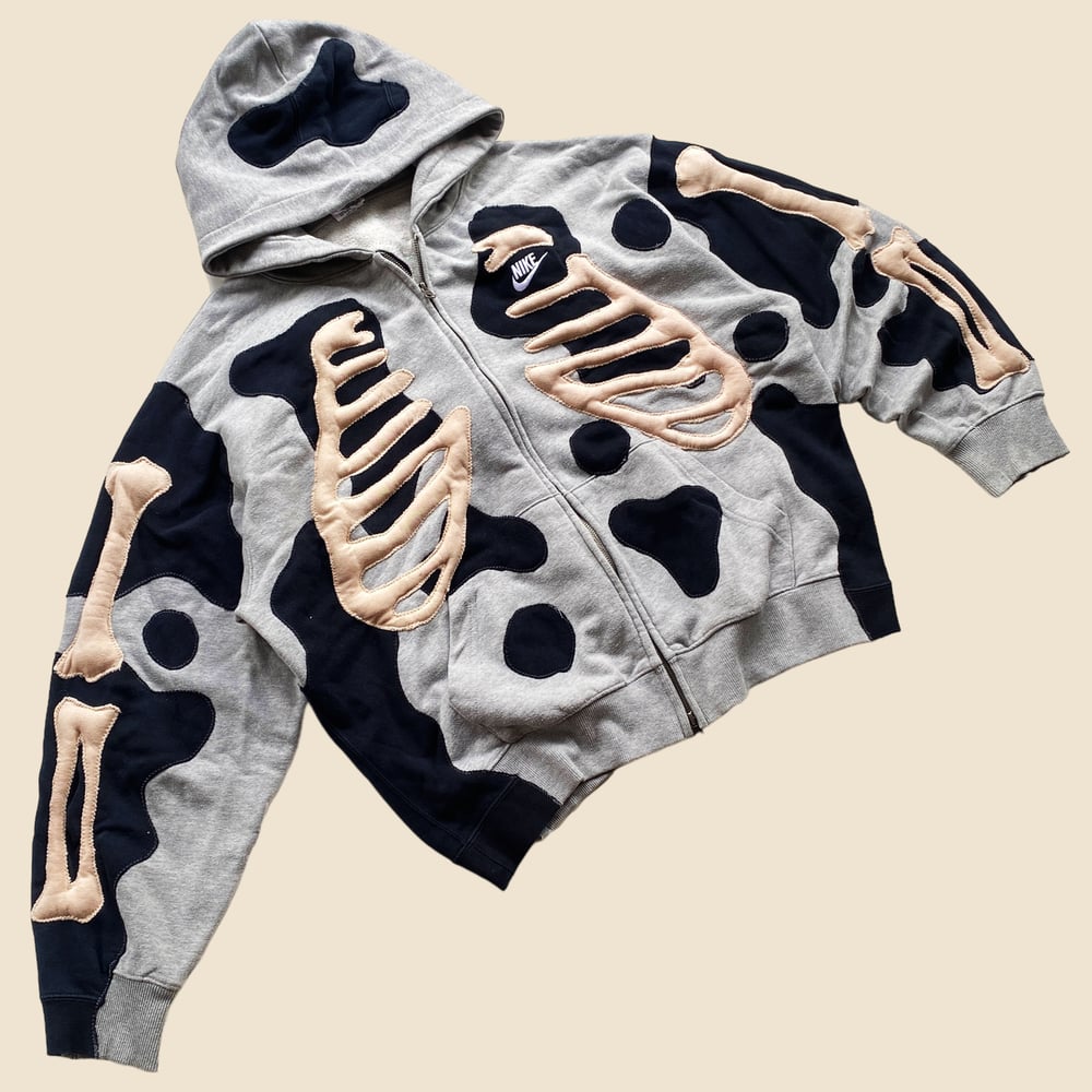 REWORKED NIKE FLOW 3D SKELETON ZIPHOODIE SIZE L BOXY