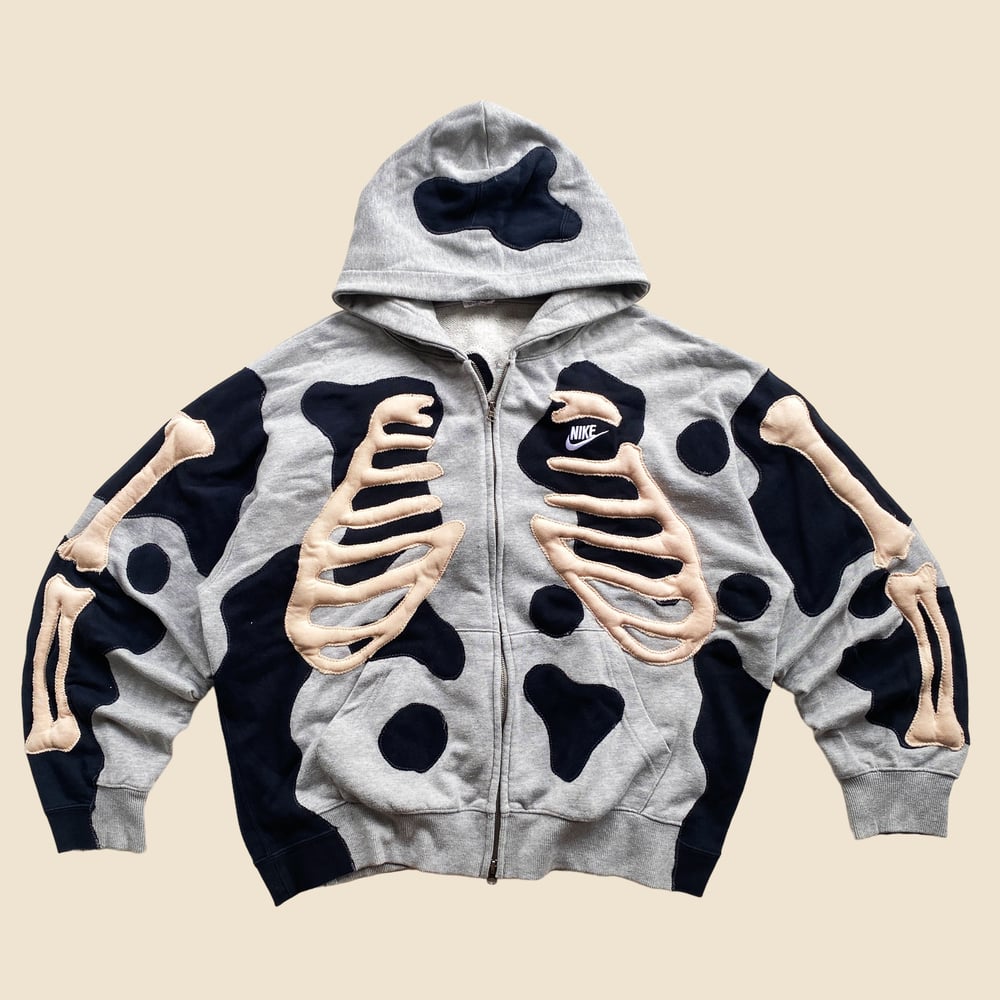 REWORKED NIKE FLOW 3D SKELETON ZIPHOODIE SIZE L BOXY