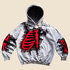 REWORKED NIKE CRACKED 3D PUFF RED SKELETON GREY HOODIE SIZE M