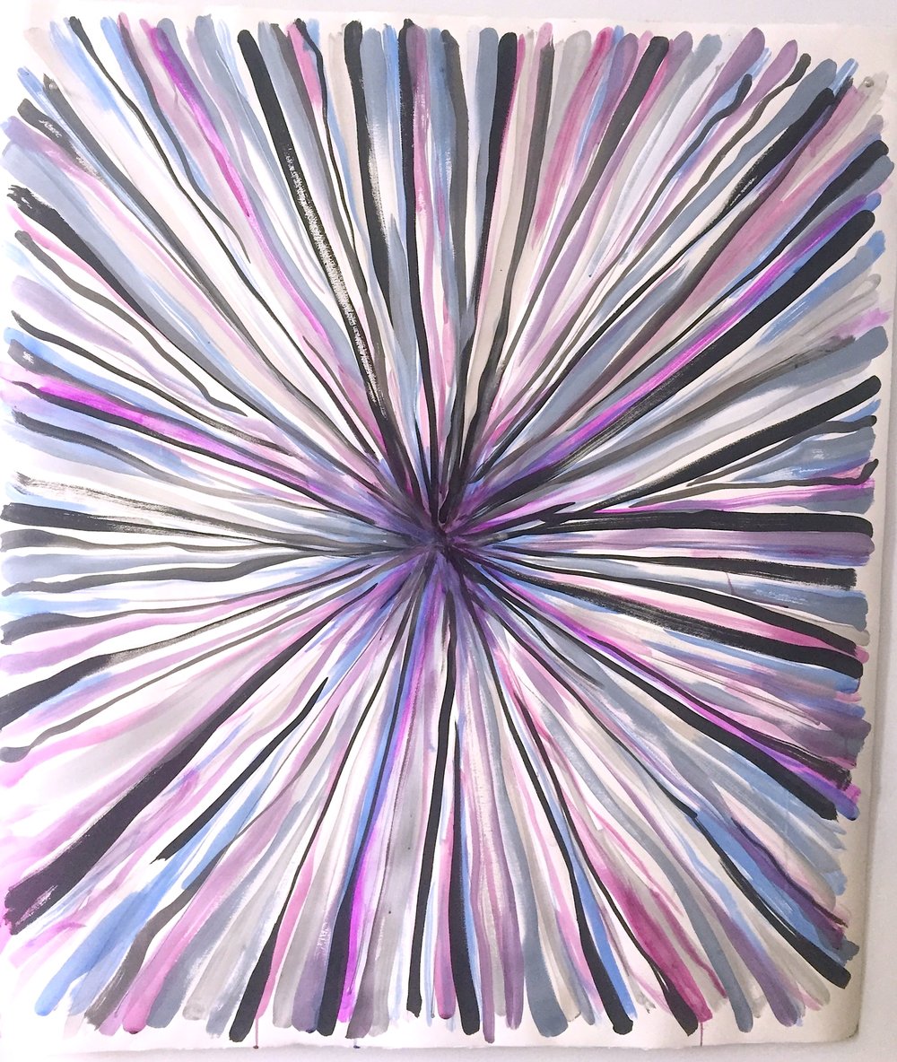 Image of Purple Silver Gray Vortex large painting on paper 2020