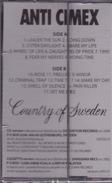 Anti Cimex Country of Sweden Compilation cassette tape