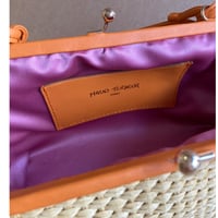 Image 6 of Sac Pochette MARQUISE en raphia & cuir Orange