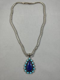 Image 1 of Lapis & turquoise pendant necklace