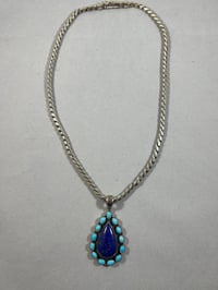 Image 4 of Lapis & turquoise pendant necklace