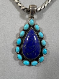 Image 5 of Lapis & turquoise pendant necklace