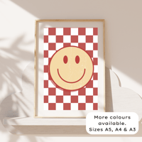 Image 1 of Vintage Smiley Checkerboard Print