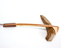 Image 3 of Handcrafted Mini Wooden Back Scratcher Exotic Wood Leopard and Padauk Backscratcher with Tiger Maple