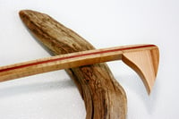 Image 1 of Handcrafted Mini Wooden Back Scratcher Exotic Wood Leopard and Padauk Backscratcher with Tiger Maple