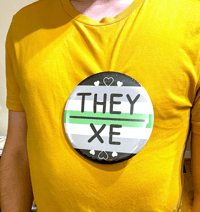 Image 4 of GIANT 6-Inch Pride Flag/Pronoun Button