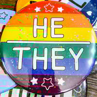 Image 5 of GIANT 6-Inch Pride Flag/Pronoun Button