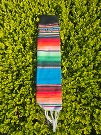Image 4 of La Chingona - Sarape Golf Towel - Aguamarina (Aquamarine)