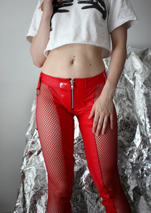 Image of Heavy Zipper PVC and Fishnet Pants (Size M & XL)