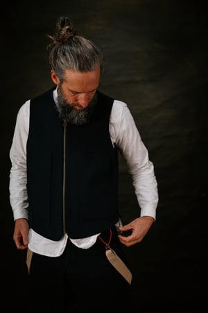 Image of Crompton Zip Gilet - Black twill £245.00