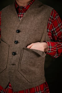 Image 7 of East End Waistcoat - Brown Herringbone £260.00