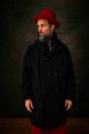 Image of FISHERMAN COAT Black wool £580.00