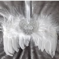 Image 3 of Personalised Glitter Hanging White Feather Angel Wings    