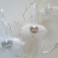 Image 2 of Personalised Glitter Hanging White Feather Angel Wings    