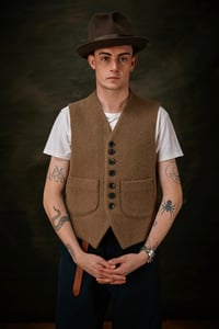 Image 1 of RICHMAL WAISTCOAT - Harris tweed Camel wool £265.00