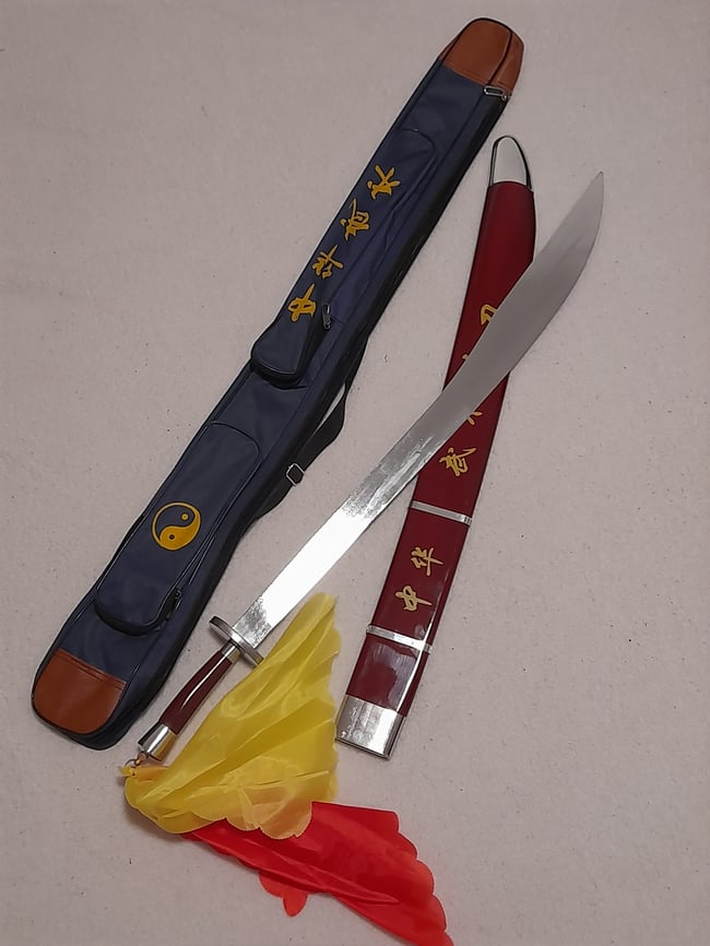 SET - Training Dao Kung Fu Blunt Steel Sword + Carrying Bag Martial Arts Knives Sticks MMA Wu Shu