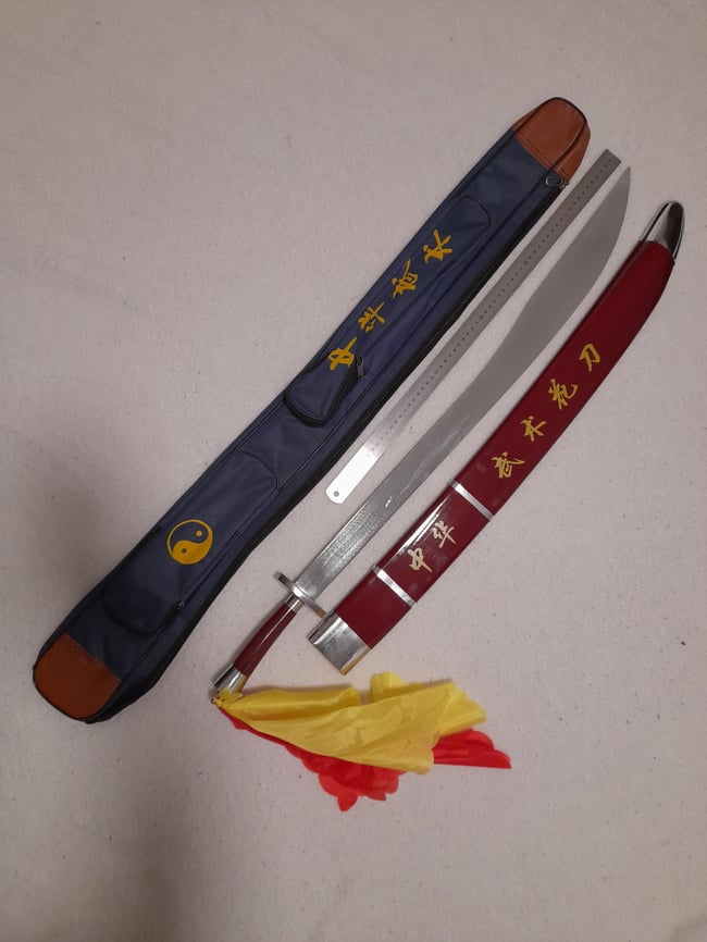 SET - Training Dao Kung Fu Blunt Steel Sword + Carrying Bag Martial Arts Knives Sticks MMA Wu Shu