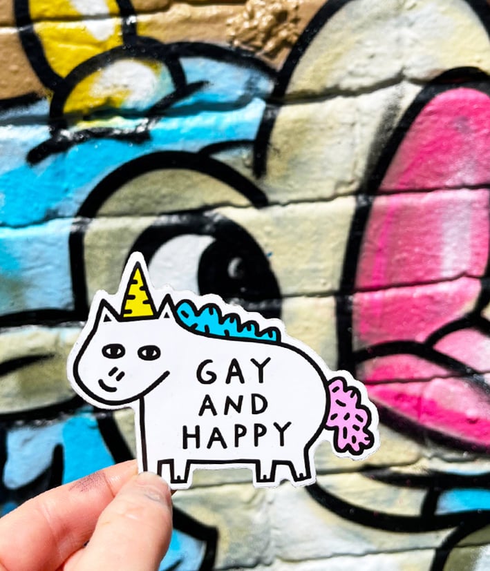 Image of  Gay And Happy Sticker