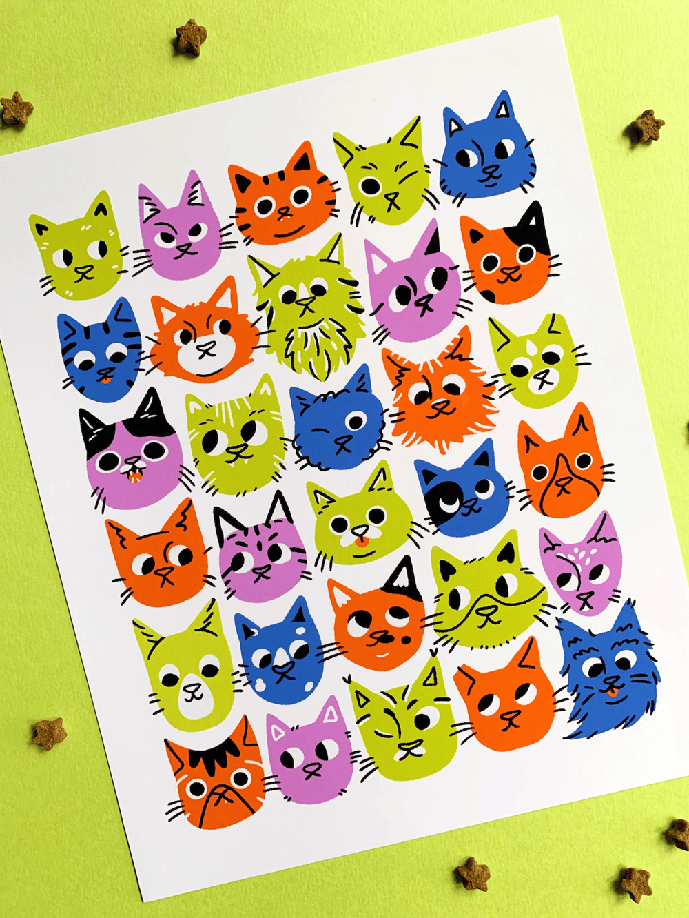 Image of Colorful Cats Print