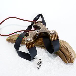Image of Wooden Slingshot out of Birchwood, Wood Catapult Right Handed, Unique Gift for him, Sling Shot