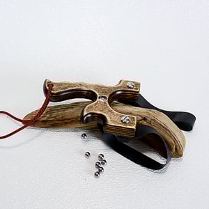 Image of Wooden Slingshot out of Birchwood, Wood Catapult Right Handed, Unique Gift for him, Sling Shot