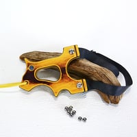 Image 3 of Compact Wooden Sling Shot, The Holligan, OTF slingshot, Right or Left Handed Catapult, Hunter Gift